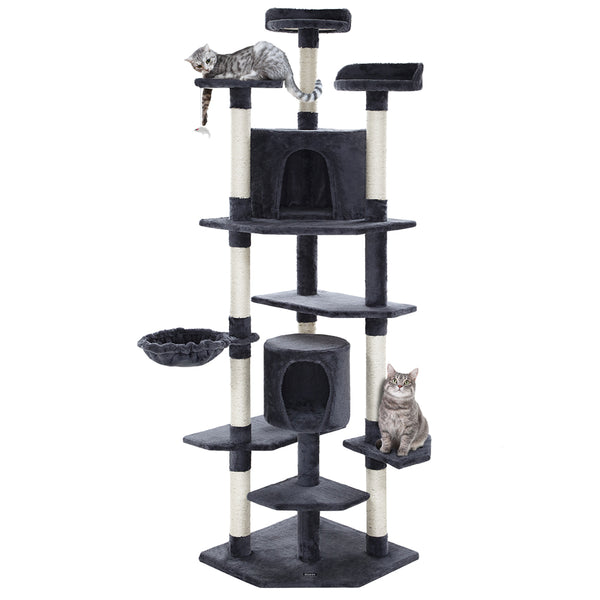 i.Pet Cat Tree 203cm Tower Scratching Post Scratcher Condo Trees House Bed Grey i.Pet