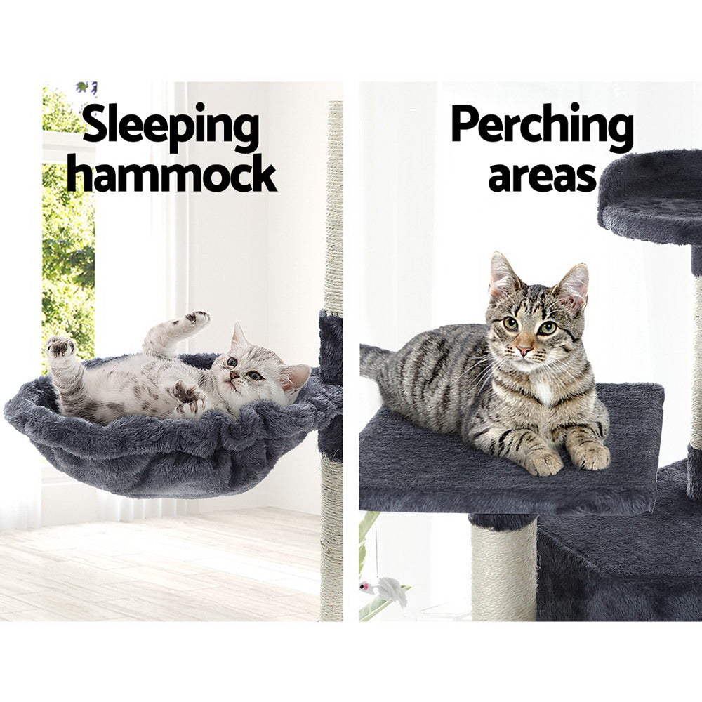 i.Pet Cat Tree 203cm Tower Scratching Post Scratcher Condo Trees House Bed Grey i.Pet