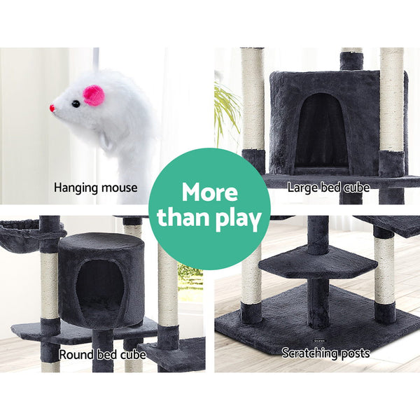 i.Pet Cat Tree 203cm Tower Scratching Post Scratcher Condo Trees House Bed Grey i.Pet