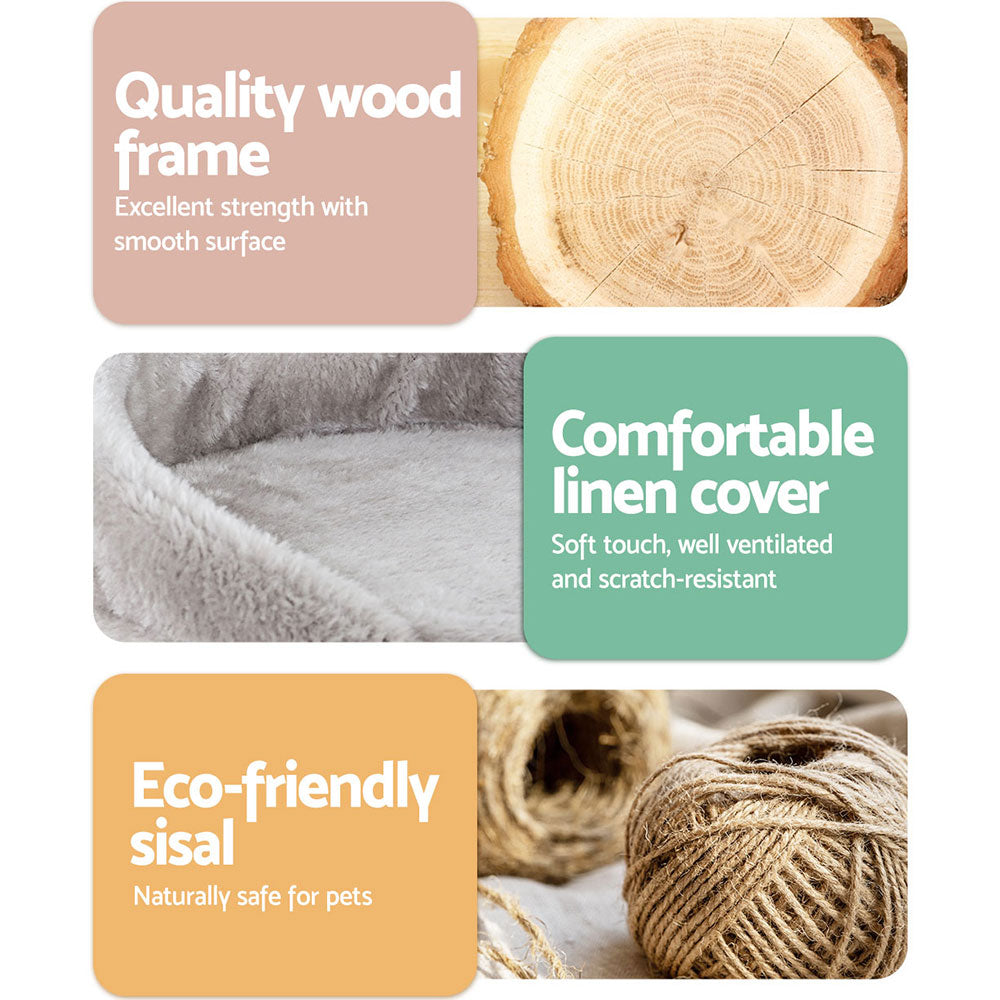 i.Pet Cat Tree 135cm Tower Scratching Post Scratcher Wood Condo House Toys Grey i.Pet