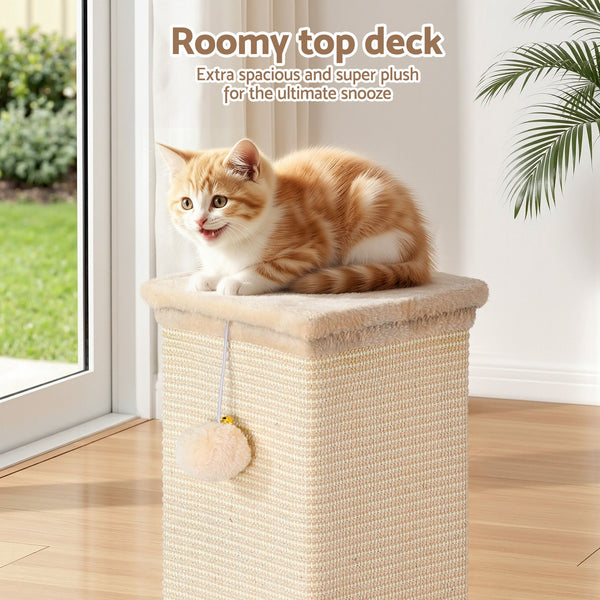 i.Pet Cat Tree 89cm Scratching Post Tower Scratcher Wood Condo Bed House Trees Beige i.Pet