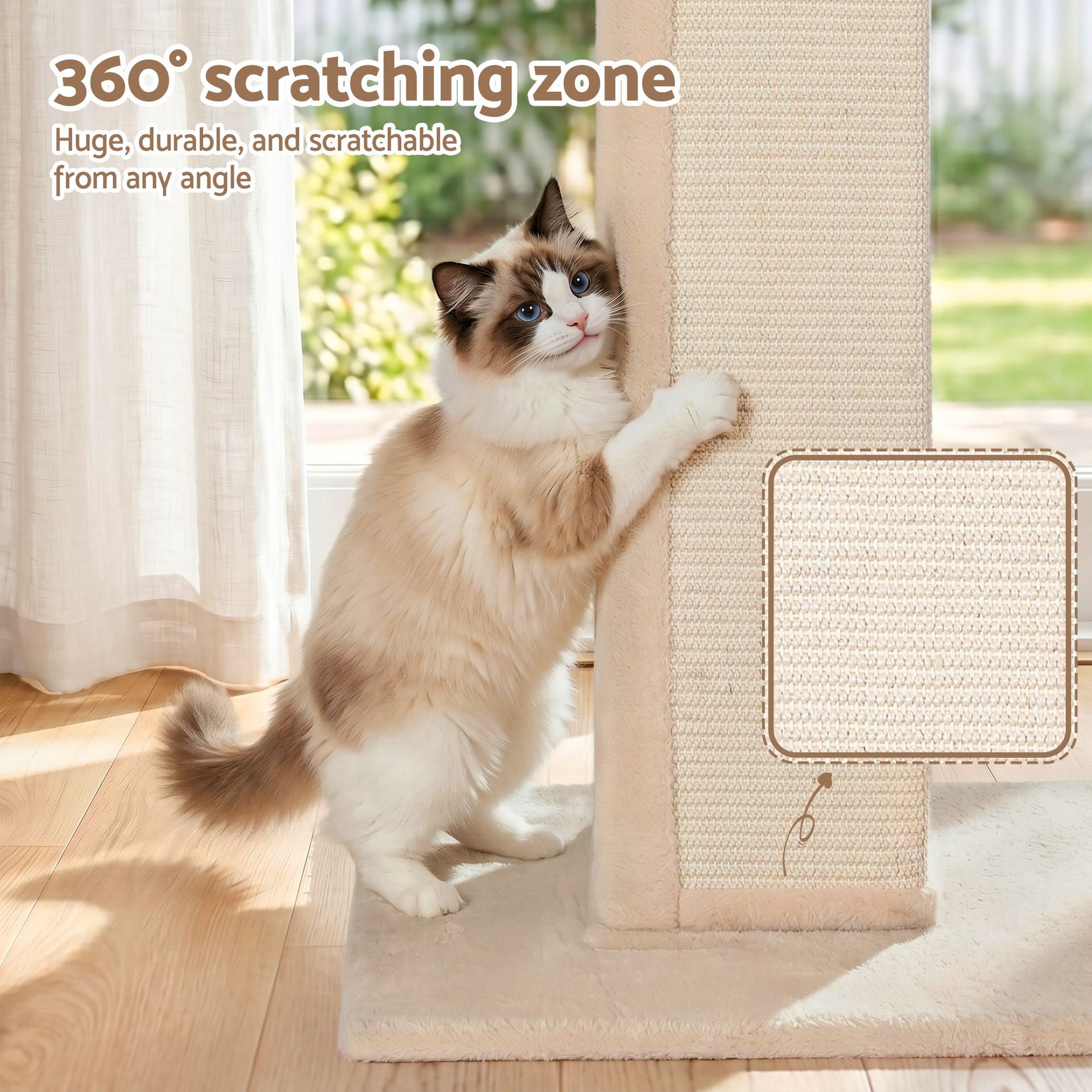 i.Pet Cat Tree 89cm Scratching Post Tower Scratcher Wood Condo Bed House Trees Beige i.Pet