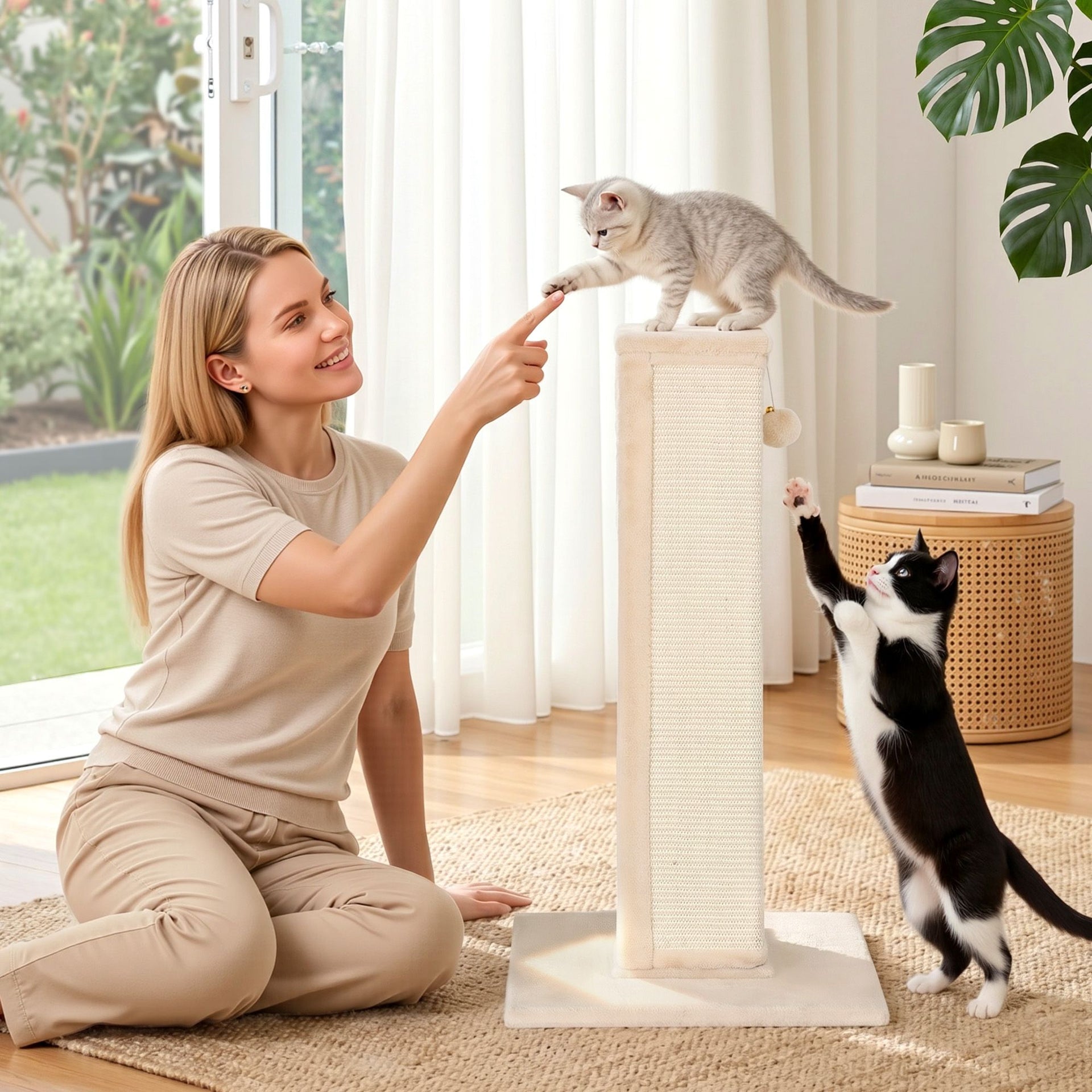 i.Pet Cat Tree 89cm Scratching Post Tower Scratcher Wood Condo Bed House Trees Beige i.Pet