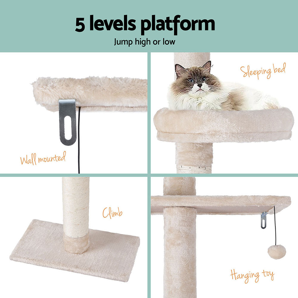 i.Pet Cat Tree 290cm Tower Scratching Cats Post Scratcher Floor to Ceiling Bed i.Pet