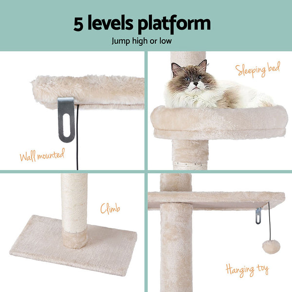 i.Pet Cat Tree 290cm Tower Scratching Cats Post Scratcher Floor to Ceiling Bed i.Pet