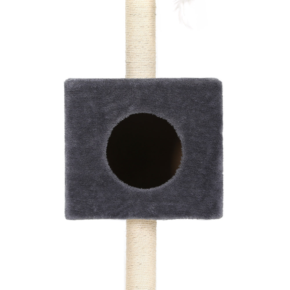 i.Pet Cat Tree 260cm Tower Scratching Post Scratcher Floor to Ceiling Cats Bed Dark Grey i.Pet