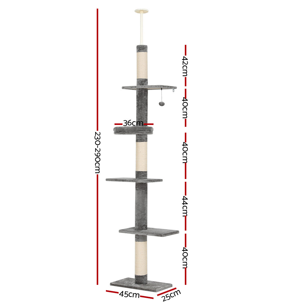 i.Pet Cat Tree 290cm Tower Scratching Post Scratcher Floor to Ceiling Cats Bed i.Pet
