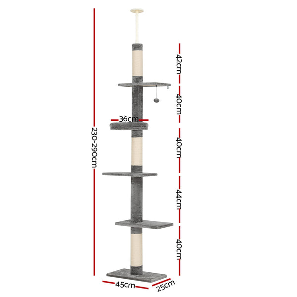 i.Pet Cat Tree 290cm Tower Scratching Post Scratcher Floor to Ceiling Cats Bed i.Pet