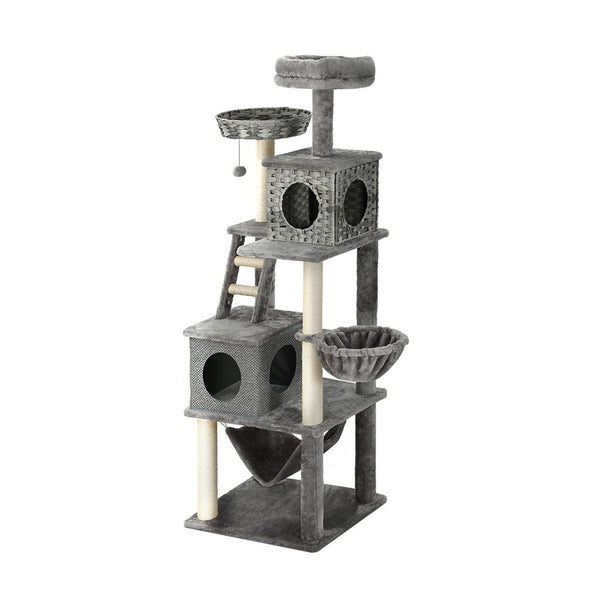 i.Pet Cat Tree 169cm Tower Scratching Post Scratcher Wood Bed Condo House Rattan Ladder i.Pet