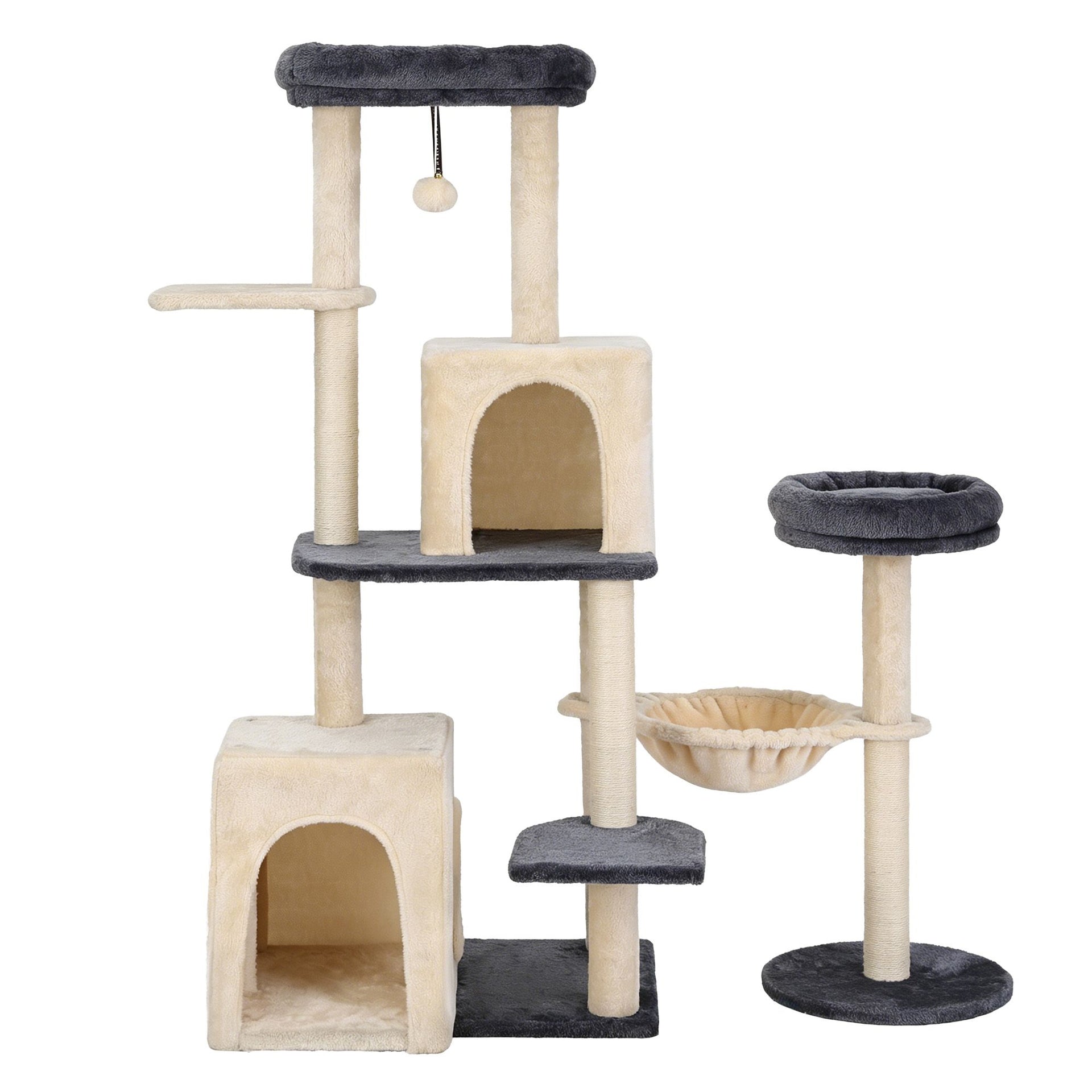 i.Pet Cat Tree Tower 133cm Rotatable L-Shape Design Scratching Post Furniture Scratcher House Grey & Beige i.Pet
