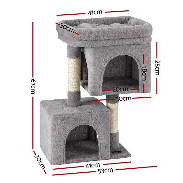 i.Pet Cat Tree 67cm Tower Scratching Post Trees Scratcher Condo House Light Grey i.Pet