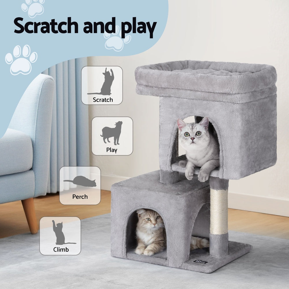 i.Pet Cat Tree 67cm Tower Scratching Post Trees Scratcher Condo House Light Grey i.Pet