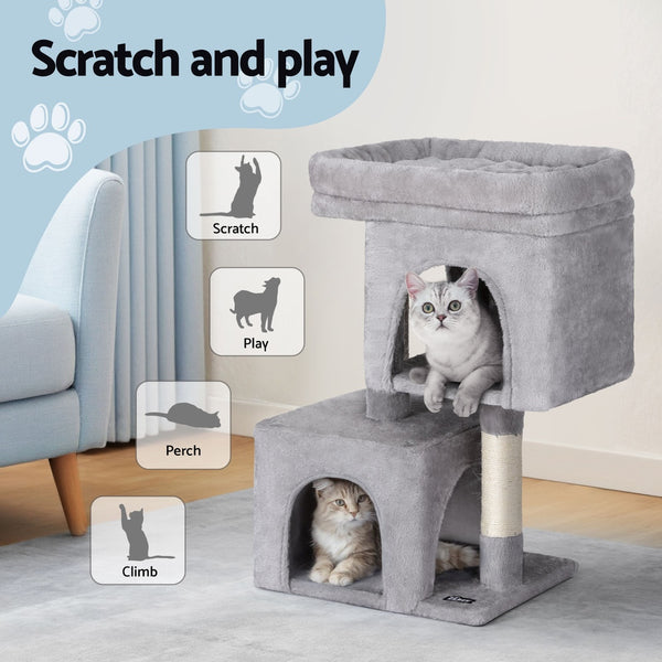 i.Pet Cat Tree 67cm Tower Scratching Post Trees Scratcher Condo House Light Grey i.Pet