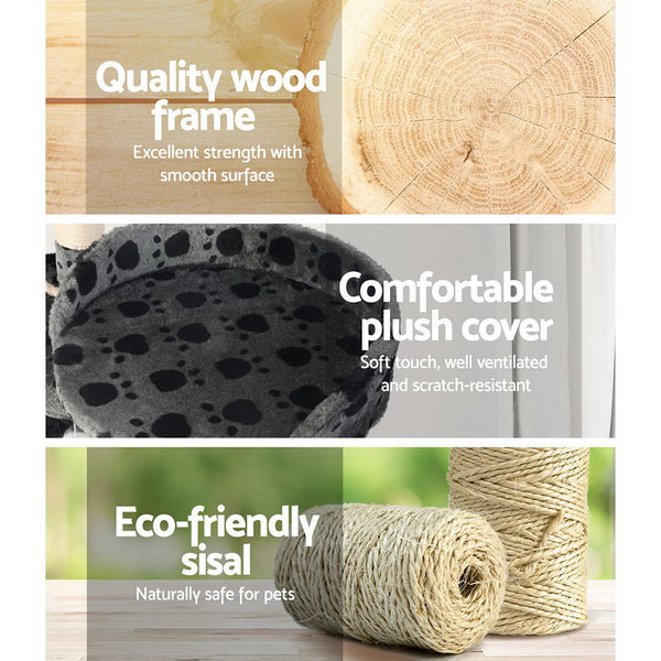 i.Pet Cat Tree 120cm Tower Scratching Post Scratcher Trees Bed Wood Condo Toys Bed i.Pet