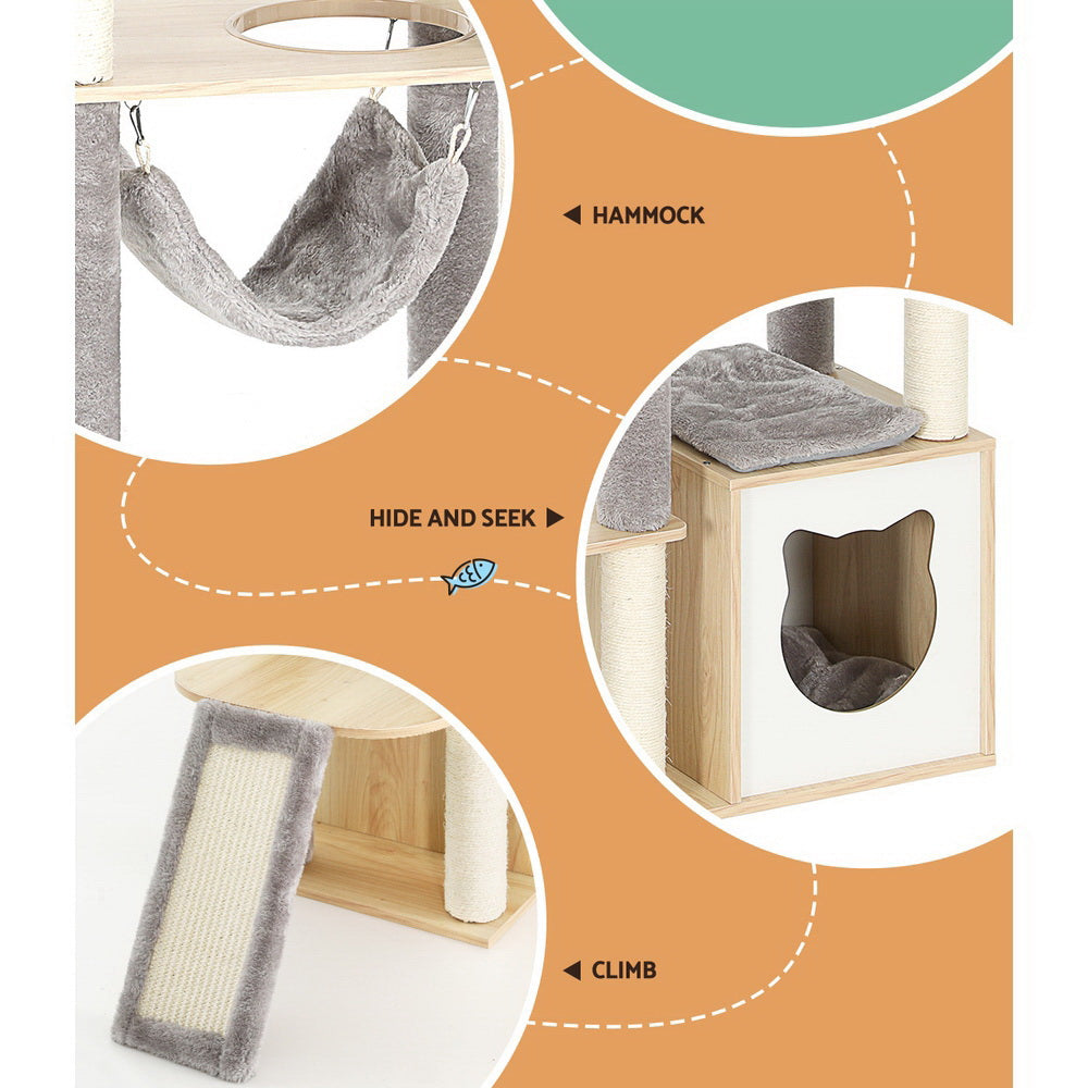 i.Pet Cat Tree 152cm Tower Scratching Post Scratcher Wood Bed Condo Toys House Ladder i.Pet