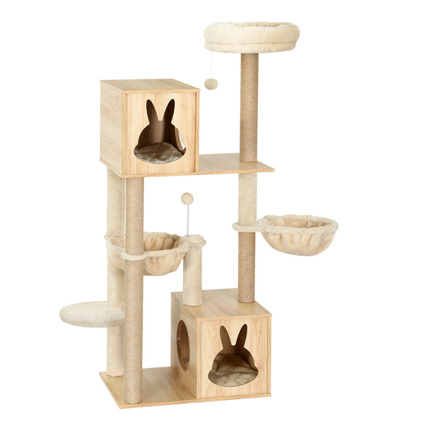 i.Pet Cat Tree 141cm Tower Scratching Post Scratcher Wood Bed Condo Toys House Ladder i.Pet