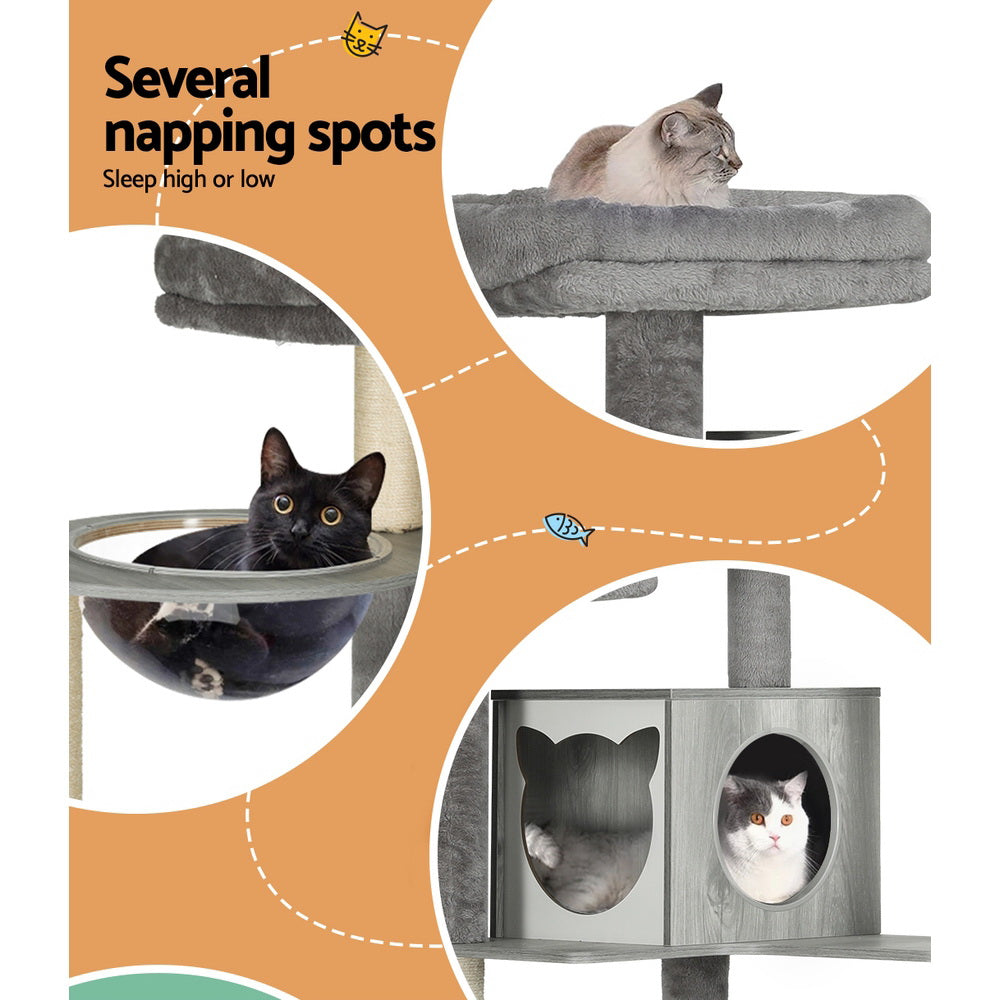 i.Pet Cat Tree 178cm Tower Scratching Post Scratcher Wood Bed Condo House Wooden Ladder i.Pet