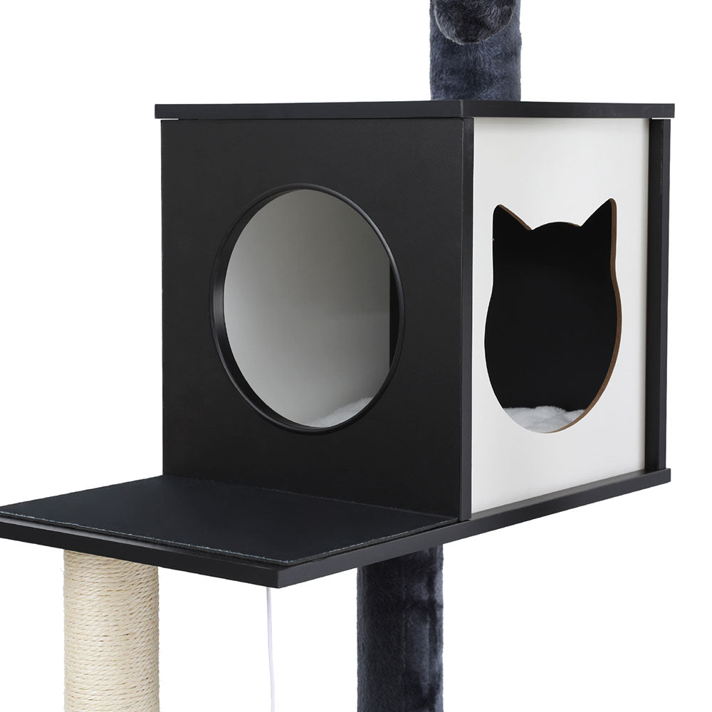 i.Pet Cat Tree Tower Scratching Post Scratcher 144cm Wood Bed Condo House Cabinet i.Pet