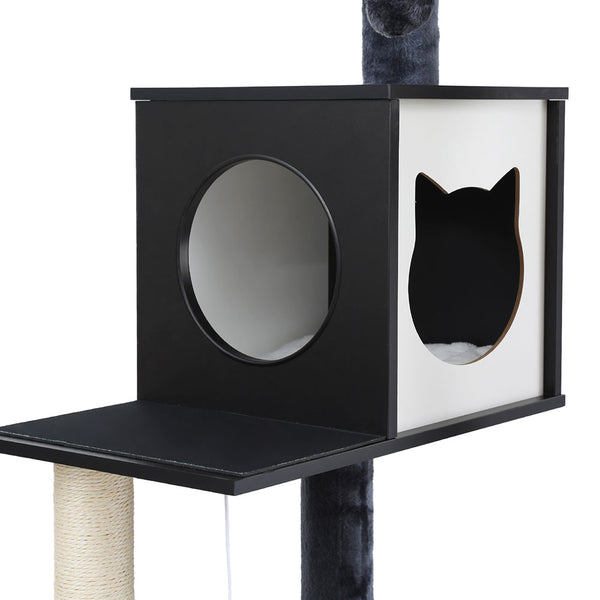 i.Pet Cat Tree Tower Scratching Post Scratcher 144cm Wood Bed Condo House Cabinet i.Pet