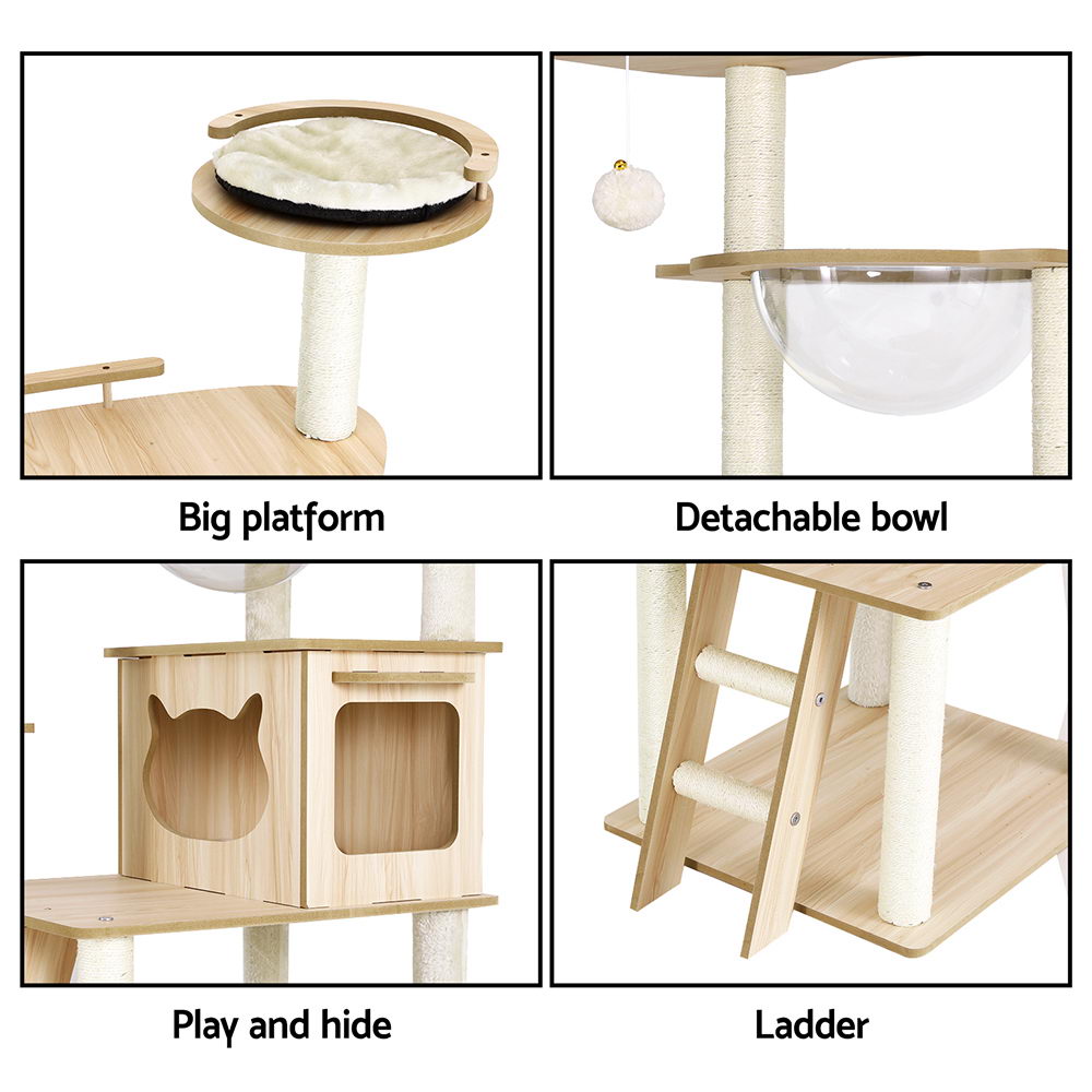 i.Pet Cat Tree Tower Scratching Post Scratcher 174cm Wood Bed Condo House Ladder i.Pet