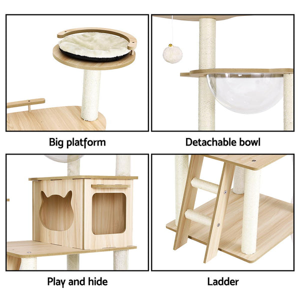 i.Pet Cat Tree Tower Scratching Post Scratcher 174cm Wood Bed Condo House Ladder i.Pet