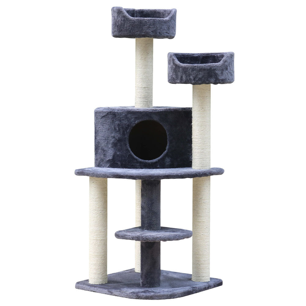 i.Pet Cat Tree 126cm Tower Scratching Post Scratcher Condo Trees House Grey i.Pet