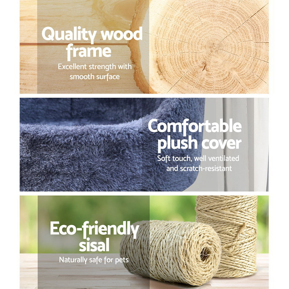 i.Pet Cat Tree 126cm Tower Scratching Post Scratcher Condo Trees House Grey i.Pet