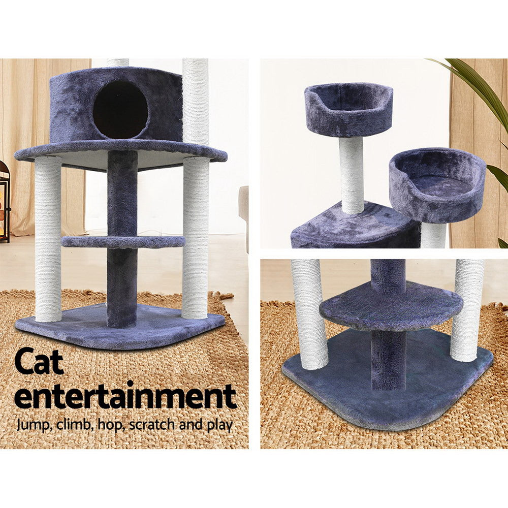 i.Pet Cat Tree 126cm Tower Scratching Post Scratcher Condo Trees House Grey i.Pet