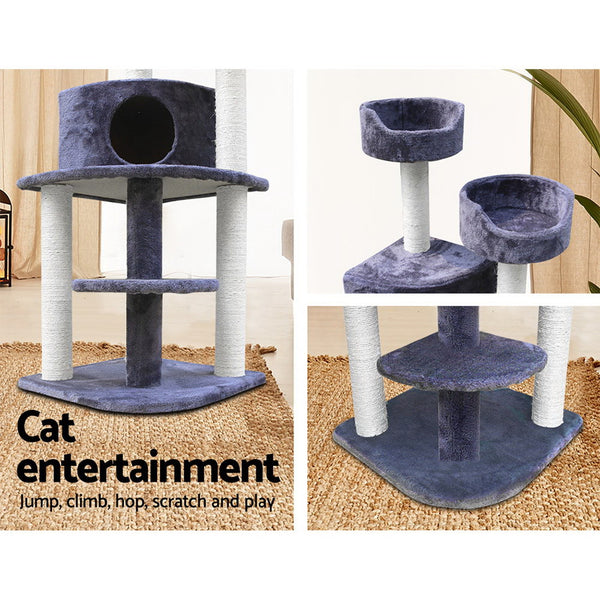 i.Pet Cat Tree 126cm Tower Scratching Post Scratcher Condo Trees House Grey i.Pet