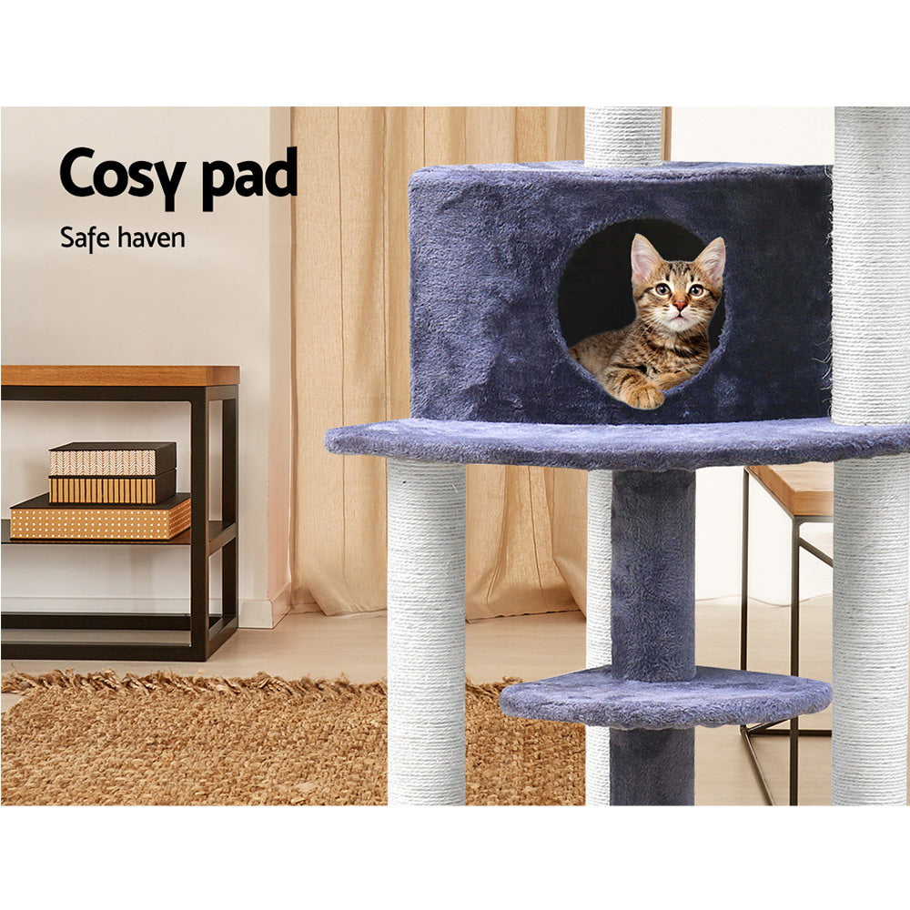 i.Pet Cat Tree 126cm Tower Scratching Post Scratcher Condo Trees House Grey i.Pet