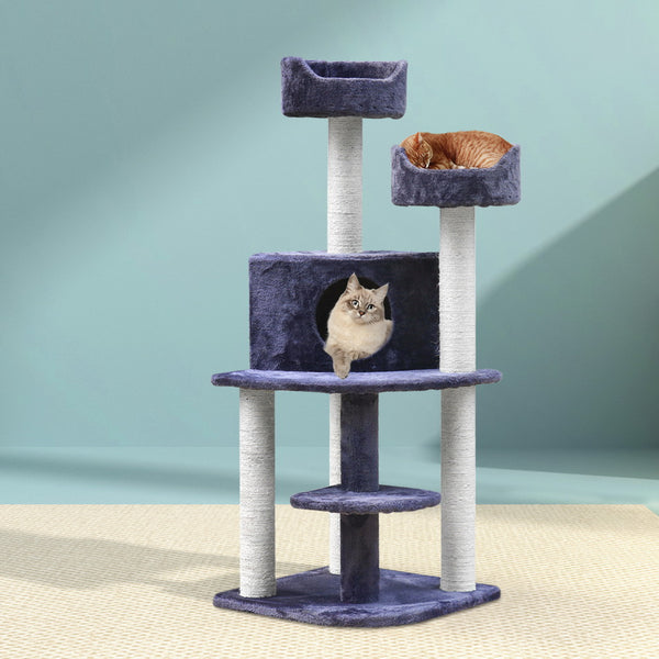 i.Pet Cat Tree 126cm Tower Scratching Post Scratcher Condo Trees House Grey i.Pet