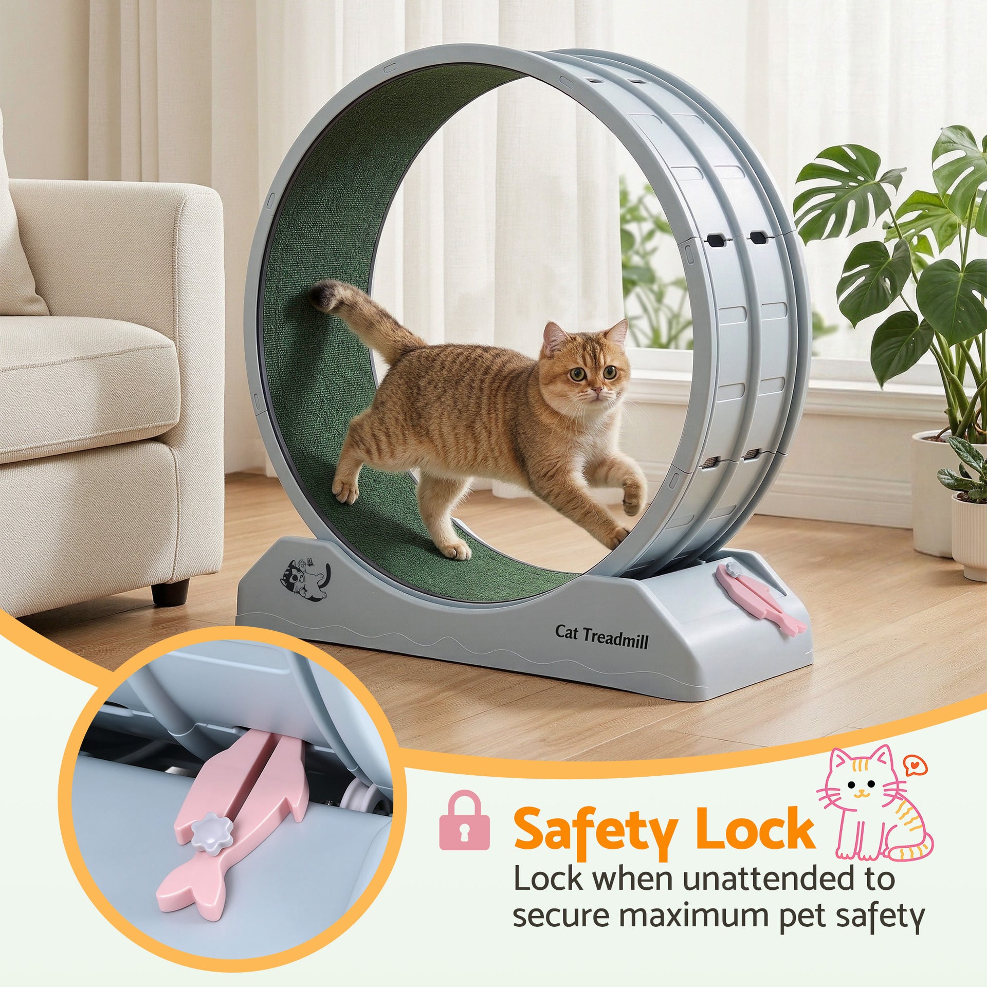 i.Pet Cat Exercise Wheel Treadmill Indoor 80cm Blue & Green Awezingly