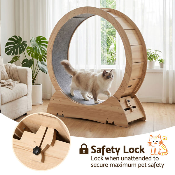 i.Pet Wooden Cat Exercise Wheel 91cm Indoor Cat Treadmill Large Awezingly