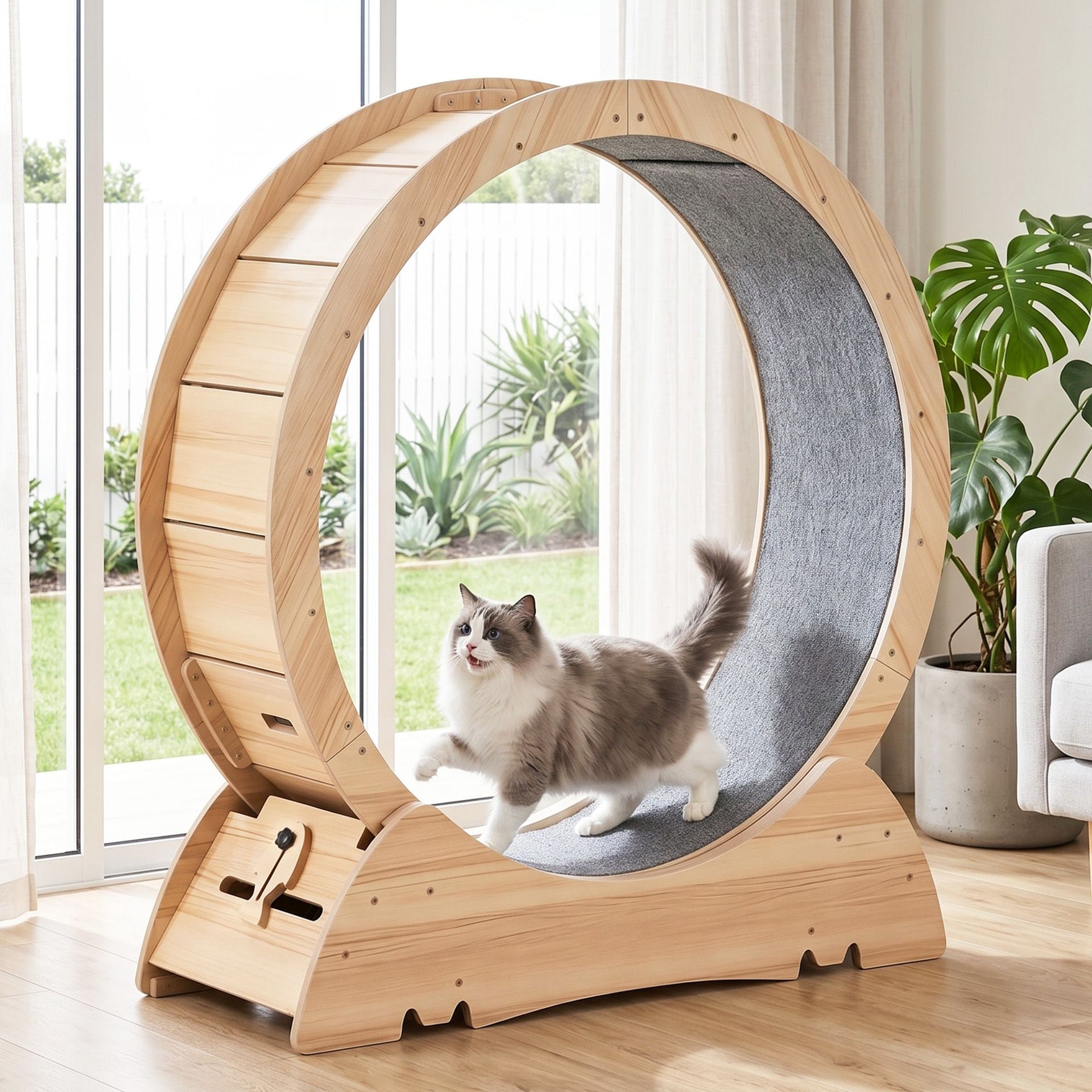 i.Pet Wooden Cat Exercise Wheel 91cm Indoor Cat Treadmill Large Awezingly