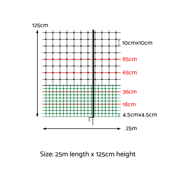 i.Pet Chicken Fence Electric 25Mx125CM Poultry Netting i.Pet