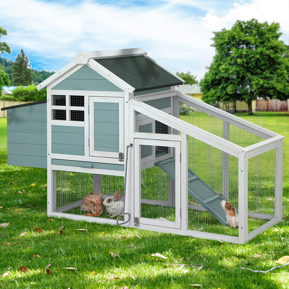 i.Pet Chicken Coop Rabbit Hutch 150cm x 60cm x 93cm Large Chicken Coop House Run Cage Wooden i.Pet