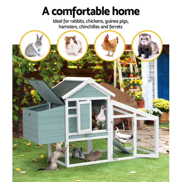 i.Pet Chicken Coop Rabbit Hutch 150cm x 60cm x 93cm Large Chicken Coop House Run Cage Wooden i.Pet