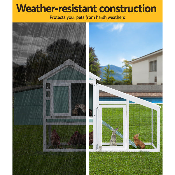 i.Pet Chicken Coop Rabbit Hutch 150cm x 60cm x 93cm Large Chicken Coop House Run Cage Wooden i.Pet