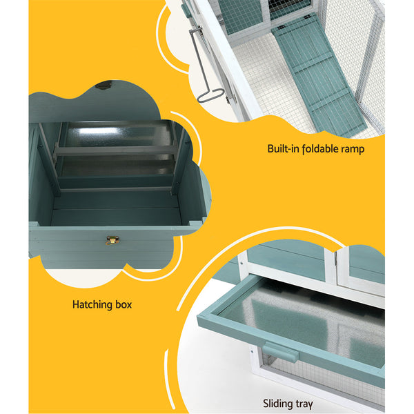 i.Pet Chicken Coop Rabbit Hutch 150cm x 60cm x 93cm Large Chicken Coop House Run Cage Wooden i.Pet