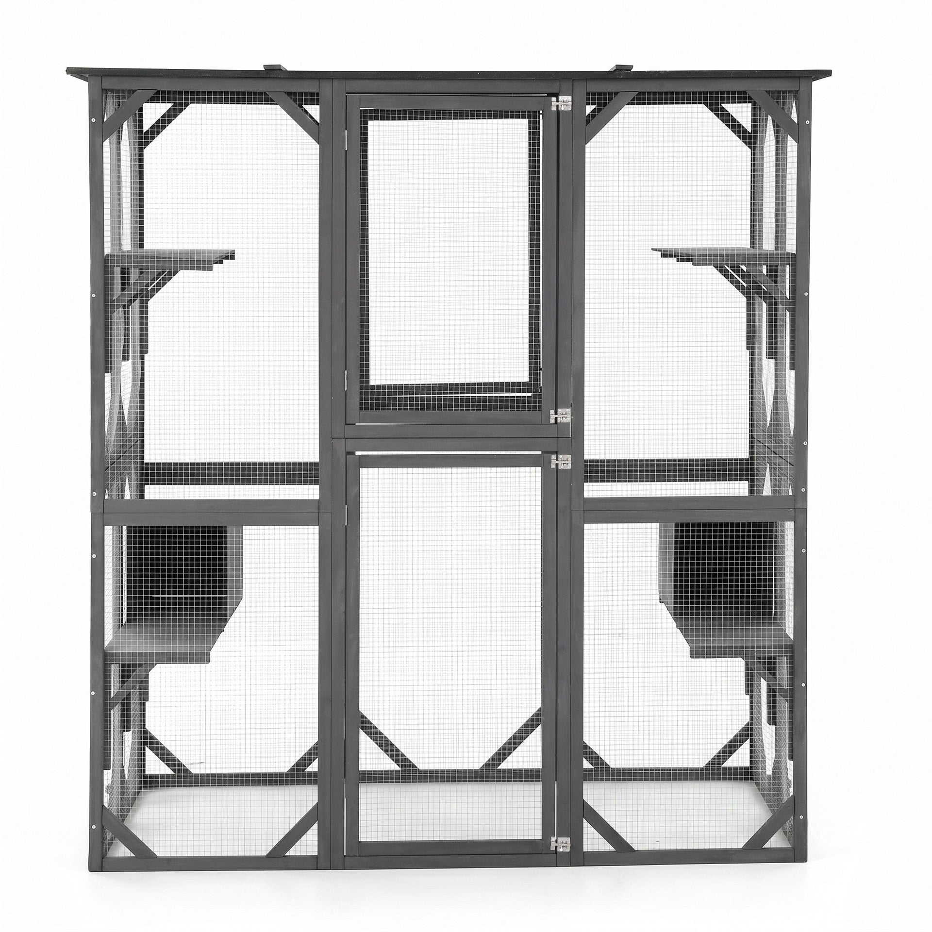 i.Pet Cat House 181cm Outdoor Catio Enclosure Walk-In Large Rabbit Hutch Grey Awezingly