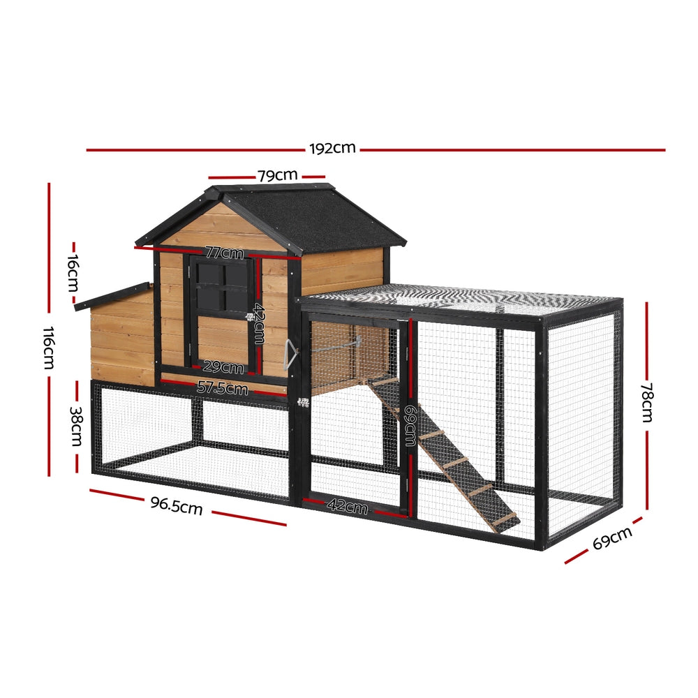 i.Pet Chicken Coop Rabbit Hutch Extra Large Wooden Run Cage Bunny House Outdoor i.Pet