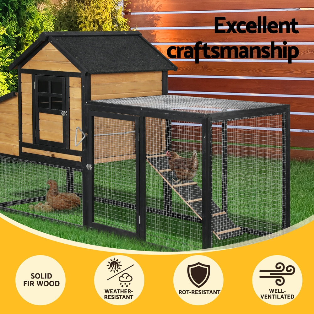 i.Pet Chicken Coop Rabbit Hutch Extra Large Wooden Run Cage Bunny House Outdoor i.Pet