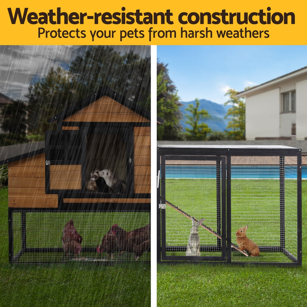 i.Pet Chicken Coop Rabbit Hutch Extra Large Wooden Run Cage Bunny House Outdoor i.Pet