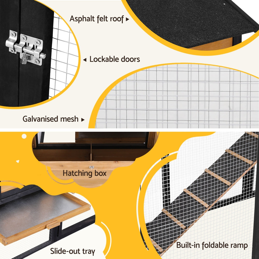 i.Pet Chicken Coop Rabbit Hutch Extra Large Wooden Run Cage Bunny House Outdoor i.Pet