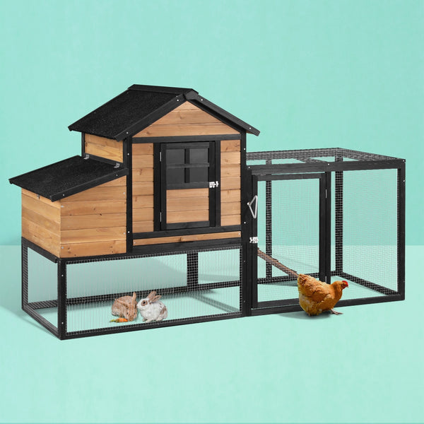 i.Pet Chicken Coop Rabbit Hutch Extra Large Wooden Run Cage Bunny House Outdoor i.Pet