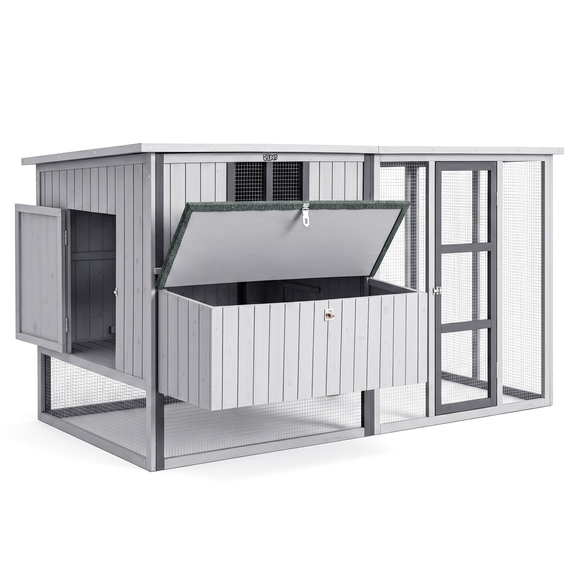 i.Pet Chicken Coop 219cm Rabbit Hutch Poultry Cage Outdoor Enclosure Wood Awezingly