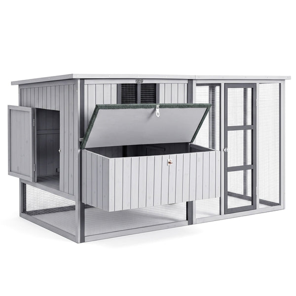 i.Pet Chicken Coop 219cm Rabbit Hutch Poultry Cage Outdoor Enclosure Wood Awezingly
