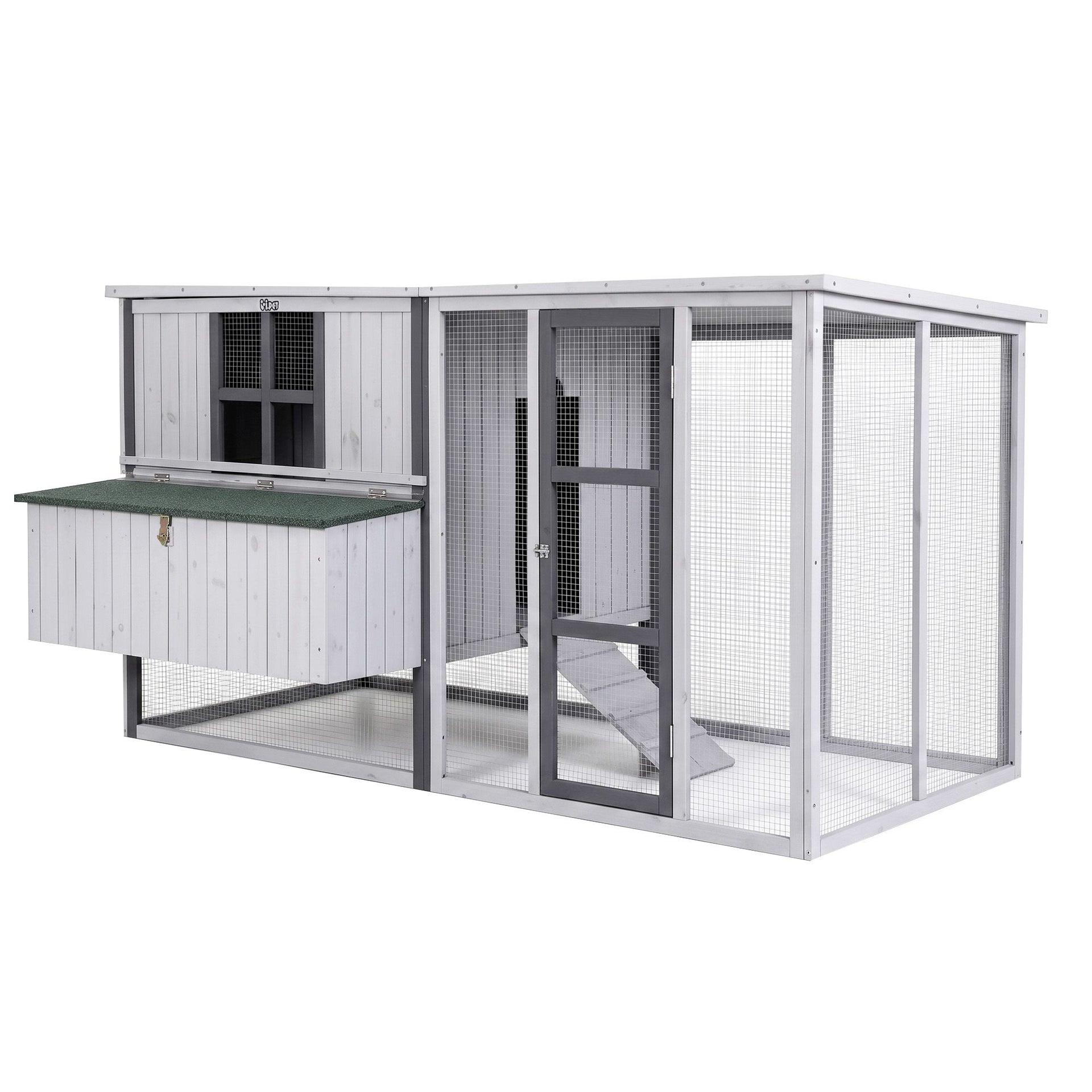 i.Pet Chicken Coop 219cm Rabbit Hutch Poultry Cage Outdoor Enclosure Wood Awezingly