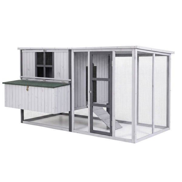 i.Pet Chicken Coop 219cm Rabbit Hutch Poultry Cage Outdoor Enclosure Wood Awezingly