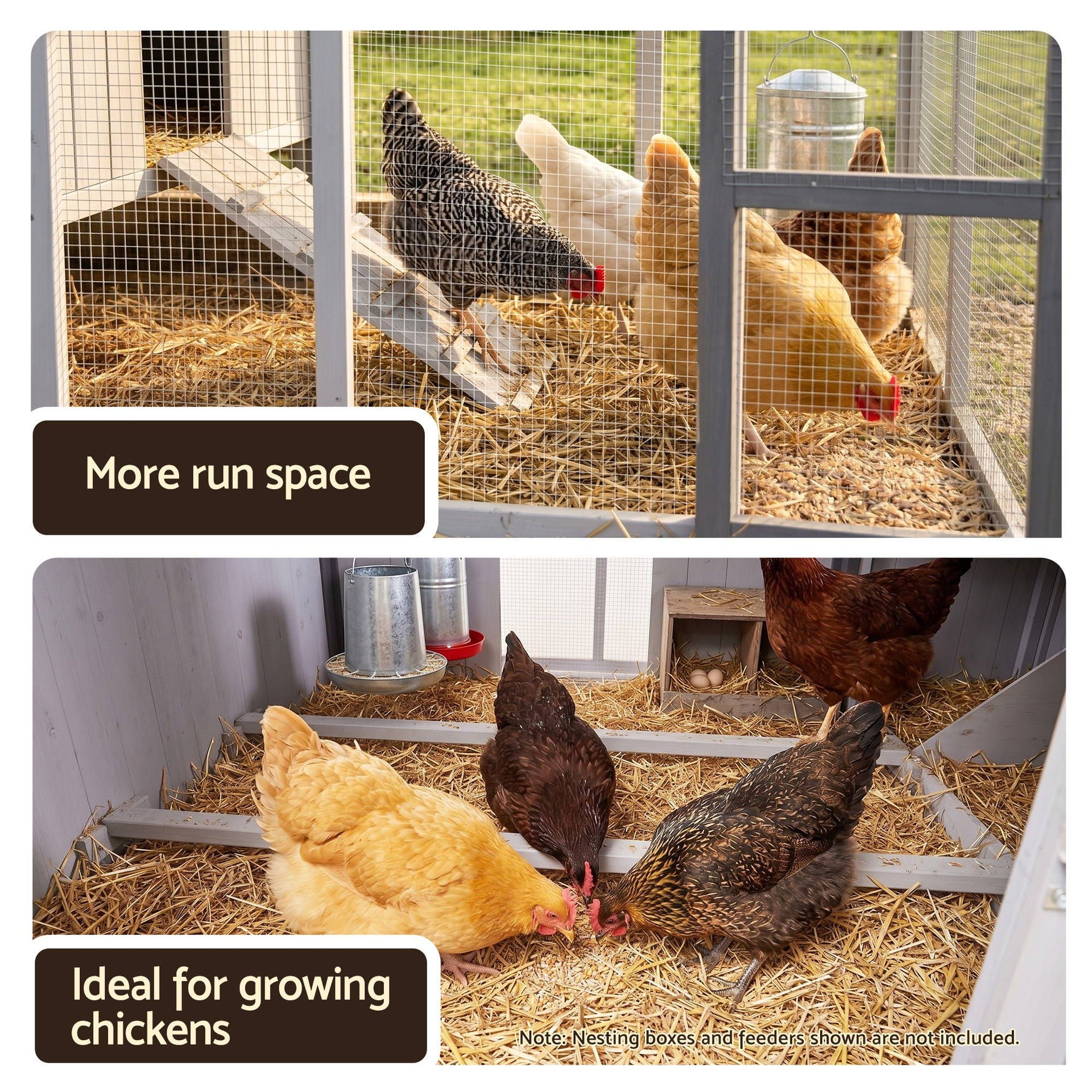 i.Pet Chicken Coop 219cm Rabbit Hutch Poultry Cage Outdoor Enclosure Wood Awezingly